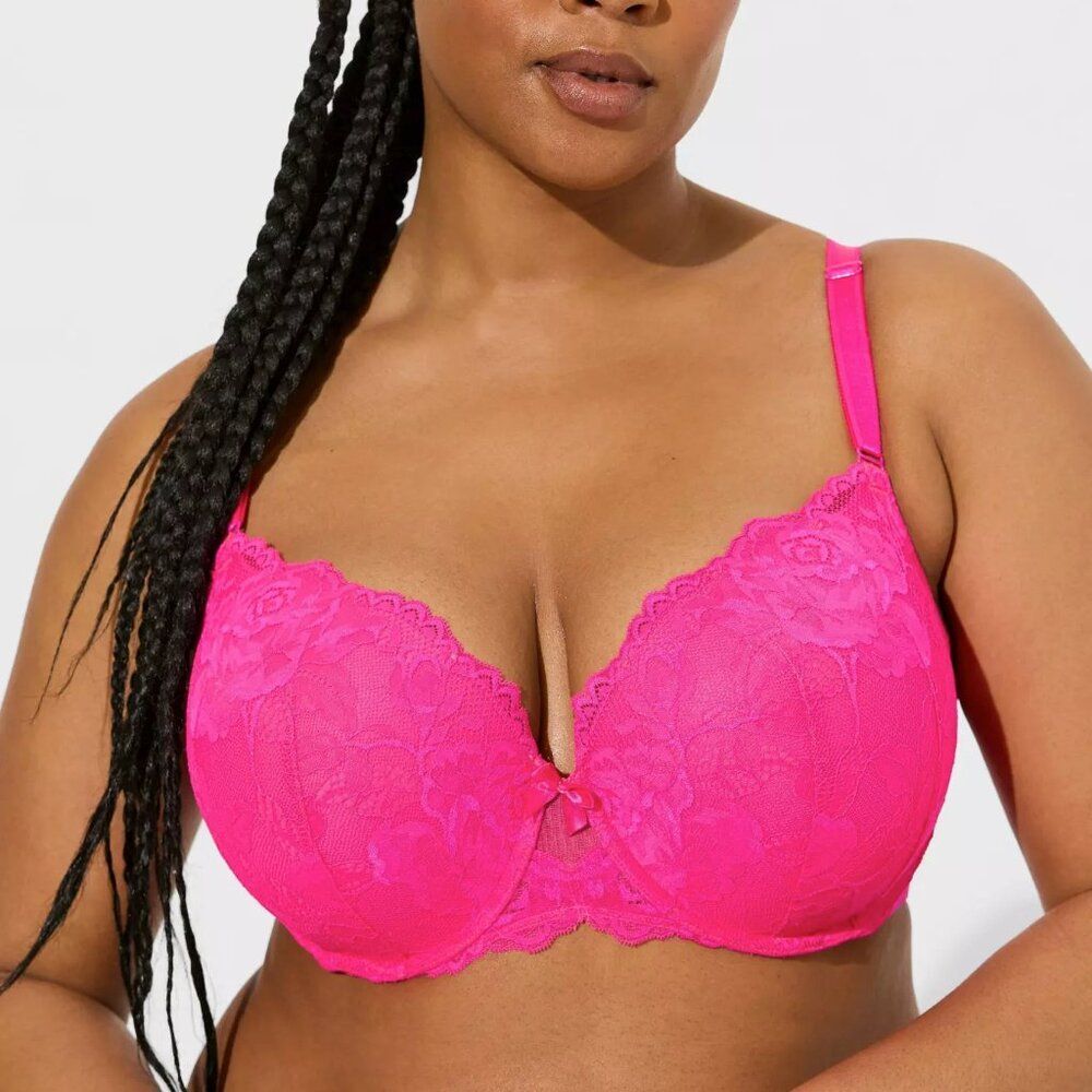 Torrid Perfect T-Shirt Push-Up Bra 44D Hot Pink
